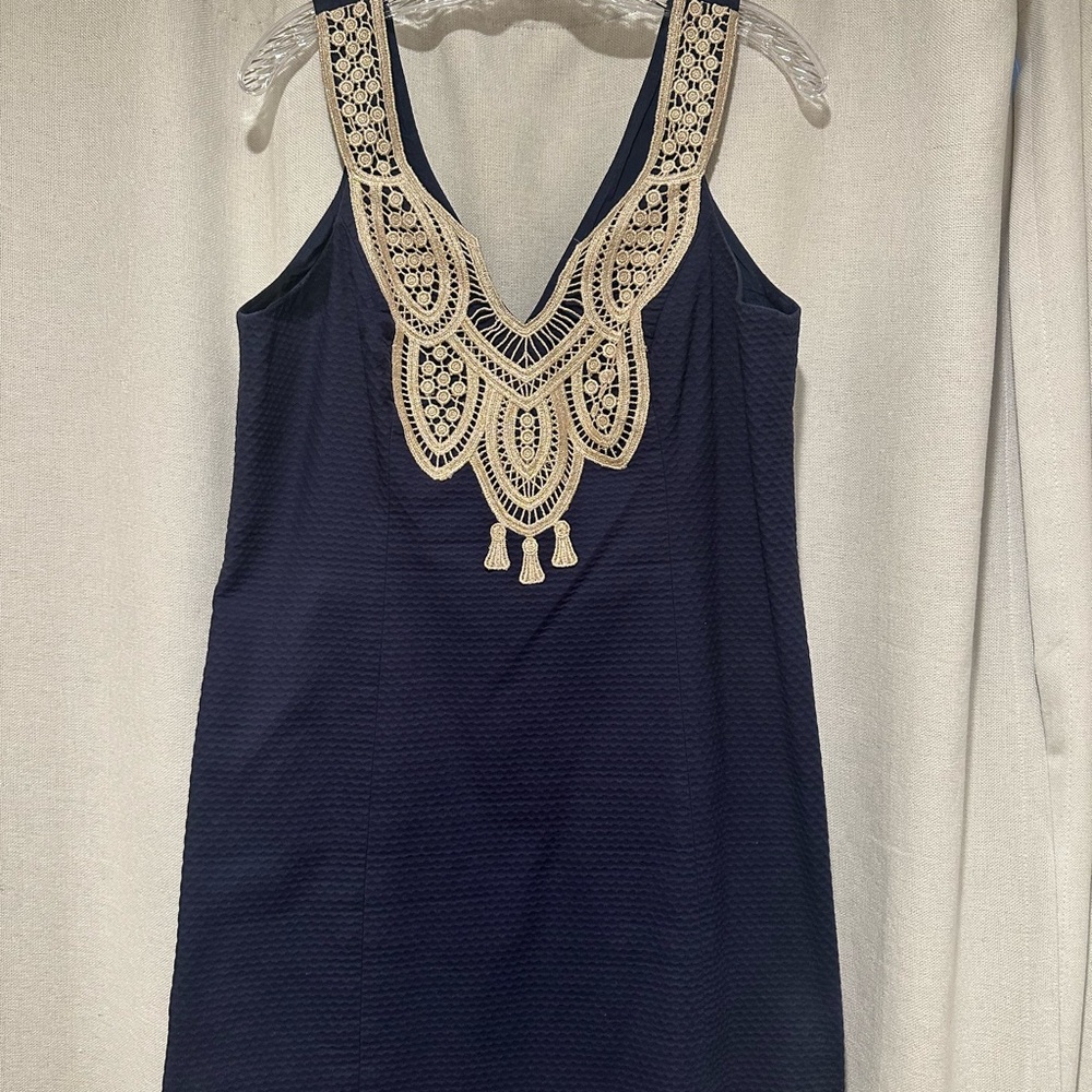 Lilly Pulitzer Navy and Gold Dress
